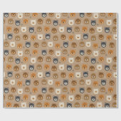 Papier Cadeau Woodland Ours mignons enfants (Plat)