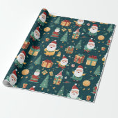 Papier Cadeau WP01 Santa Claus Arbre de Noël Boîte Cadeaux Vert (Déroulé)