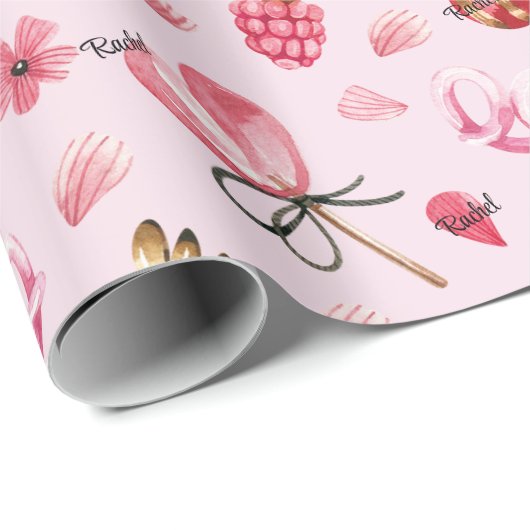 Papier Cadeau WP | Nom, Bonbons & Coeurs Valentines 30 po sur 6 (Coin rond)