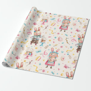 Papier Cadeau WP   Nom, Garçon Fille Gâteaux de lapin de Pâques 