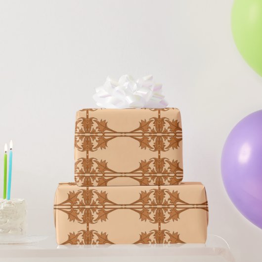 Papier Cadeau Wrapping Paper - Angled Leaves in Tiled Pattern (Cadeaux de fête)