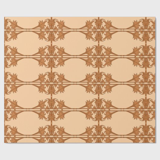 Papier Cadeau Wrapping Paper - Angled Leaves in Tiled Pattern (Plat)