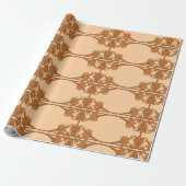 Papier Cadeau Wrapping Paper - Angled Leaves in Tiled Pattern (Déroulé)