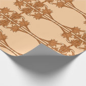 Papier Cadeau Wrapping Paper - Angled Leaves in Tiled Pattern (Coin)