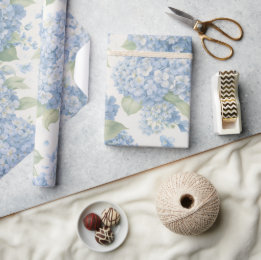 Papier Cadeau Wrapping Paper | Blue Hydrangea Floral Gift Wrap