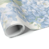 Papier Cadeau Wrapping Paper | Blue Hydrangea Flowers Gift Wrap (Coin rond)