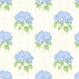 Papier Cadeau Wrapping Paper | Blue Hydrangea | Luxe Ivory Plaid