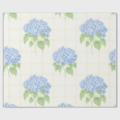 Papier Cadeau Wrapping Paper | Blue Hydrangea | Luxe Ivory Plaid (Plat)