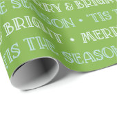 Papier Cadeau Wrapping Paper Christmas Merry And Bright Green (Coin rond)