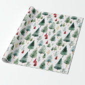 Papier Cadeau Wrapping Paper Christmas Modern Winter Trees (Déroulé)