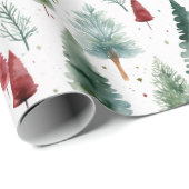 Papier Cadeau Wrapping Paper Christmas Modern Winter Trees (Coin rond)
