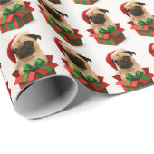 Papier Cadeau Wrapping Paper- Christmas Pug (Coin rond)