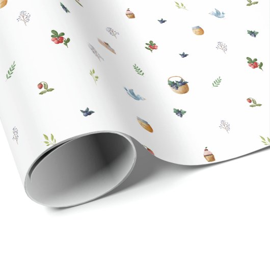 Papier Cadeau Wrapping Paper - Cute Kids Forest Picnic Pattern (Coin rond)