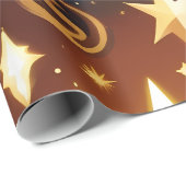Papier Cadeau Wrapping Paper -Golden Ochre Celestial Moon Patten (Coin rond)