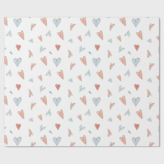 Papier Cadeau Wrapping Paper - Hearts Pattern (Plat)