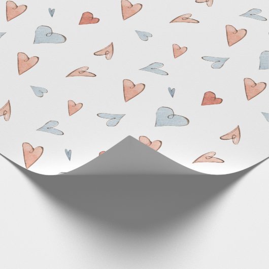 Papier Cadeau Wrapping Paper - Hearts Pattern (Coin)