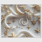 Papier Cadeau Wrapping Paper – Luxury Alabaster White Celestial (Plat)
