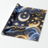 Papier Cadeau Wrapping Paper – Luxury Celestial Moon Phases (Déroulé)