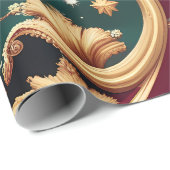 Papier Cadeau Wrapping Paper – Luxury Crimson Red Celestial Moon (Coin rond)