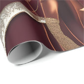 Papier Cadeau Wrapping Paper – Luxury Garnet Red Celestial Moon  (Coin rond)