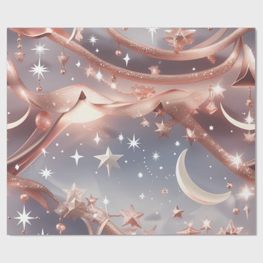 Papier Cadeau Wrapping Paper – Luxury Marble White Celestial Moo (Plat)