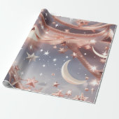 Papier Cadeau Wrapping Paper – Luxury Marble White Celestial Moo (Déroulé)