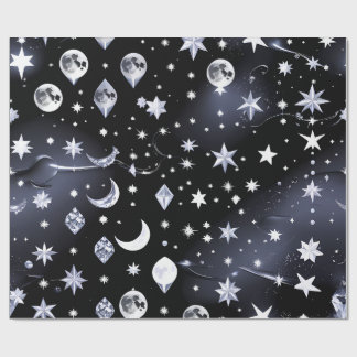 Papier Cadeau Wrapping Paper - Luxury Onyx Celestial Moon