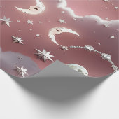 Papier Cadeau Wrapping Paper – Luxury Quartz Pink Celestial Moon (Coin)