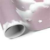 Papier Cadeau Wrapping Paper – Luxury Quartz Pink Celestial Moon (Coin rond)