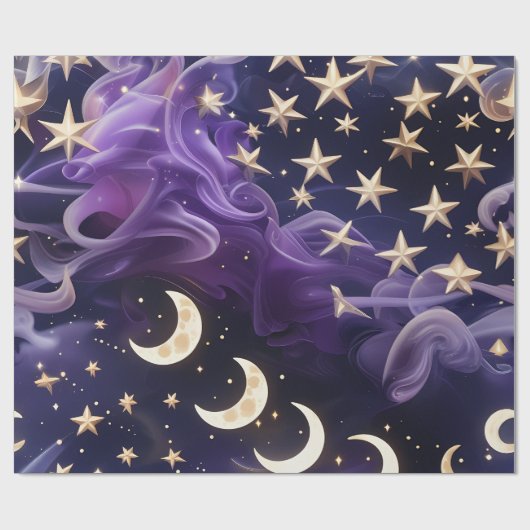 Papier Cadeau Wrapping Paper – Luxury Royal Amethyst Celestial (Plat)