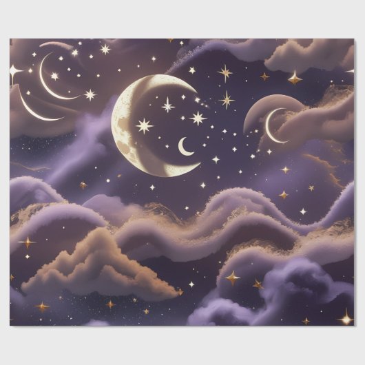 Papier Cadeau Wrapping Paper – Luxury Smoky Celestial Moon (Plat)