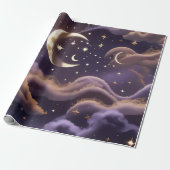 Papier Cadeau Wrapping Paper – Luxury Smoky Celestial Moon (Déroulé)