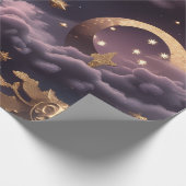 Papier Cadeau Wrapping Paper - Luxury Smoky Plum Celestial Moon (Coin)