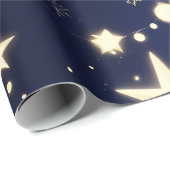 Papier Cadeau Wrapping Paper – Luxury Velvet Navy Celestial Moon (Coin rond)