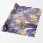 Papier Cadeau Wrapping Paper – Luxury White Celestial Moon Gift  (Déroulé)