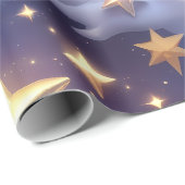 Papier Cadeau Wrapping Paper – Luxury White Celestial Moon Gift  (Coin rond)