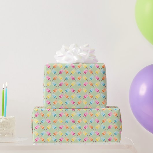 Papier Cadeau Wrapping Paper - Pastel Popsicle Pattern (Cadeaux de fête)