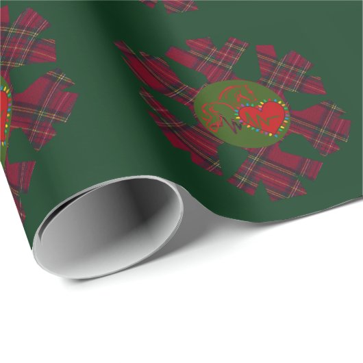 Papier Cadeau Wrapping Paper Plaid Snowflake (Coin rond)