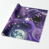 Papier Cadeau Wrapping Paper – Purple Celestial Moon Phases (Déroulé)