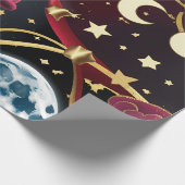 Papier Cadeau Wrapping Paper - Red Celestial Moon Design (Coin)