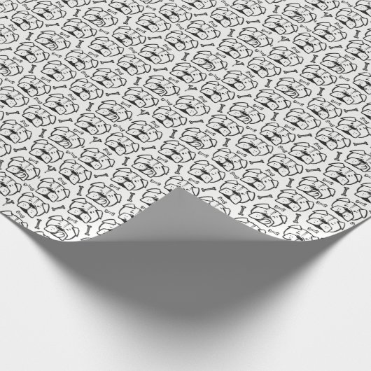 Papier Cadeau Wrapping paper roll with english bulldog pattern (Coin)