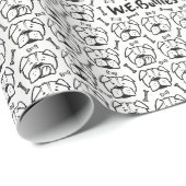 Papier Cadeau Wrapping paper roll with english bulldog pattern (Coin rond)