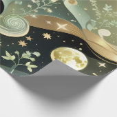 Papier Cadeau Wrapping Paper - Sage Green Celestial Moon (Coin)