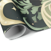 Papier Cadeau Wrapping Paper - Sage Green Celestial Moon (Coin rond)