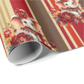 Papier Cadeau Wrapping Paper Stripe Elephant Terracotta (Coin rond)