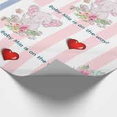 Papier Cadeau Wrapping Paper Twins Blue Pink Stripe Elephant (Coin)