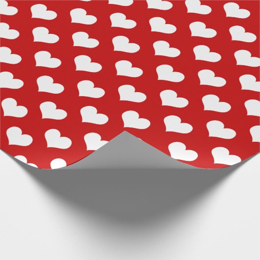 Papier Cadeau Wrapping Paper White Hearts on Pink – Cute Love  (Coin)