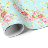 Papier Cadeau Wrappingpaper minable floral de mariage de roses (Coin rond)
