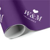 Papier Cadeau Wrappingpaper pourpre de mariage de monogramme (Coin rond)