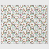 Papier Cadeau Wreath de cerfs de bois Joyeux anniversaire (Plat)